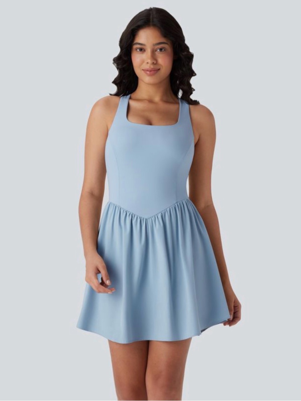 Brand NEW - Halara  Light Blue Sleeveless Fit-and-Flare Dress